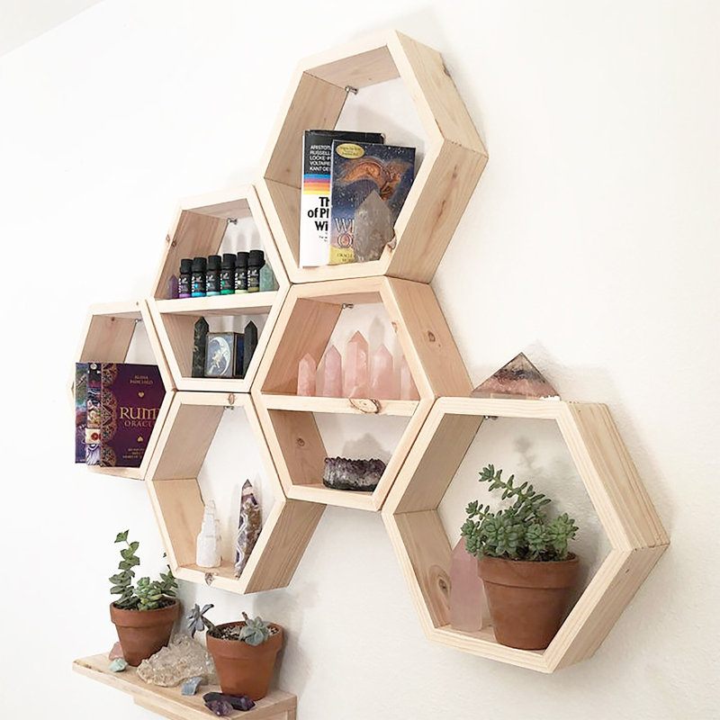 Bolyard 7 Piece Hexagon Solid Wood Accent Shelf
