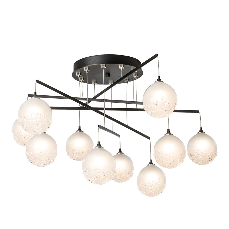 Luminaire suspendu mobile 10 lumières Fritz Globe - Hauteur totale standard, 87", Bronze frotté à l'huile
