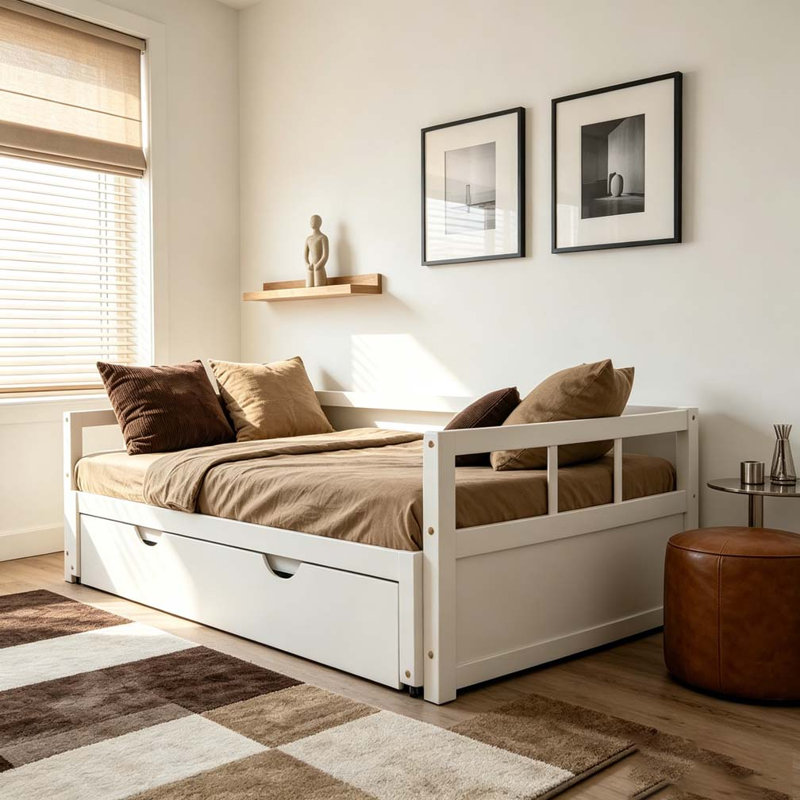Extending Daybed with Trundle, Wooden Daybed, White