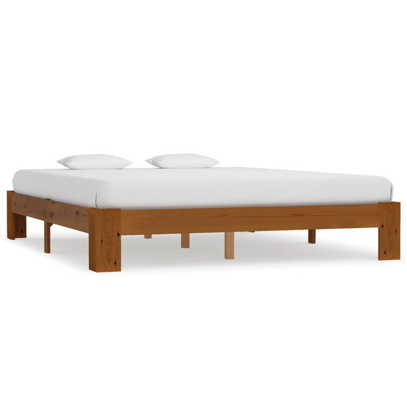 Abarne Solid Wood Bed, Light Brown, European Kingsize (160 x 200 cm)