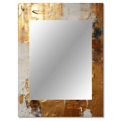 Vintage Gold Togetherness II - Abstract Painting Decorative Wall Mirror, Gold Mirror, Printed Metal Art