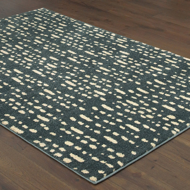 Tapis vert sarcelle / ivoire Adal, Rectangle 9 pi 10 po x 12 pi 10 po