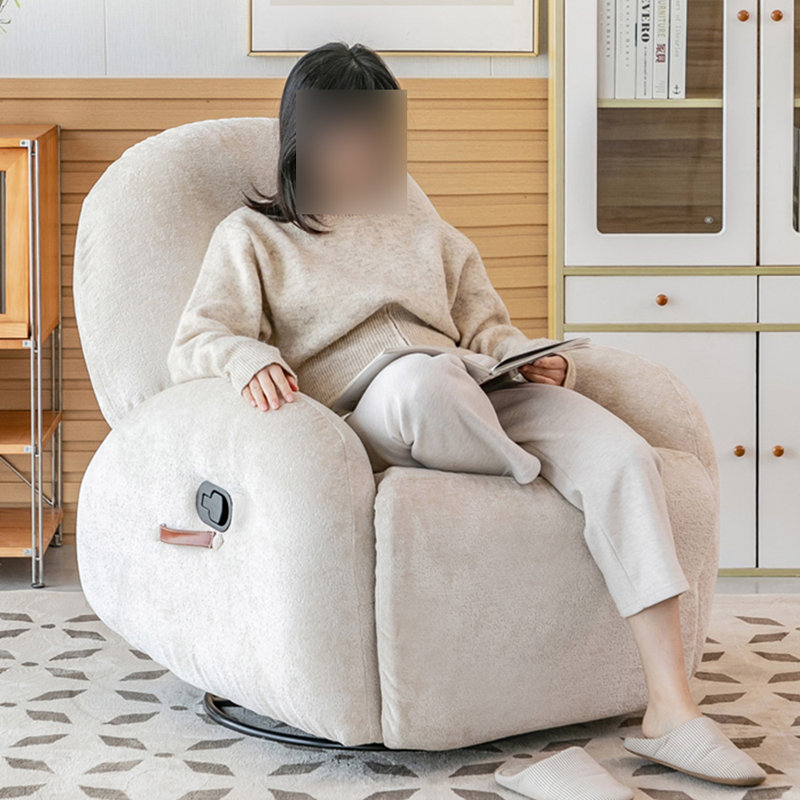 Chenille Fabric Casual Single Functional Recliner, Beige