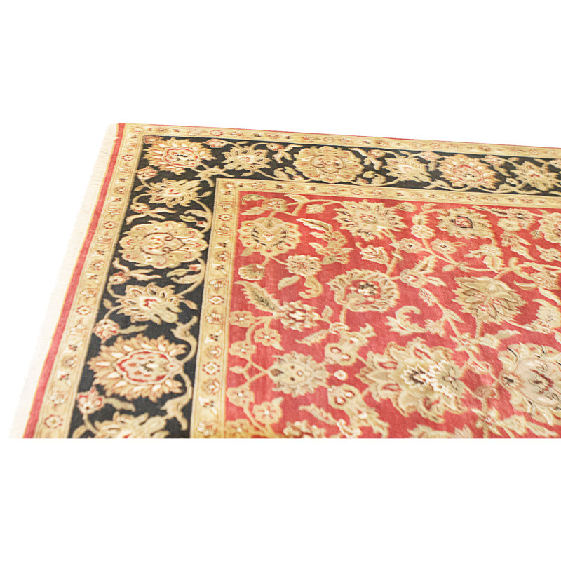 Tapis rouge et noir noué à la main de haute qualité