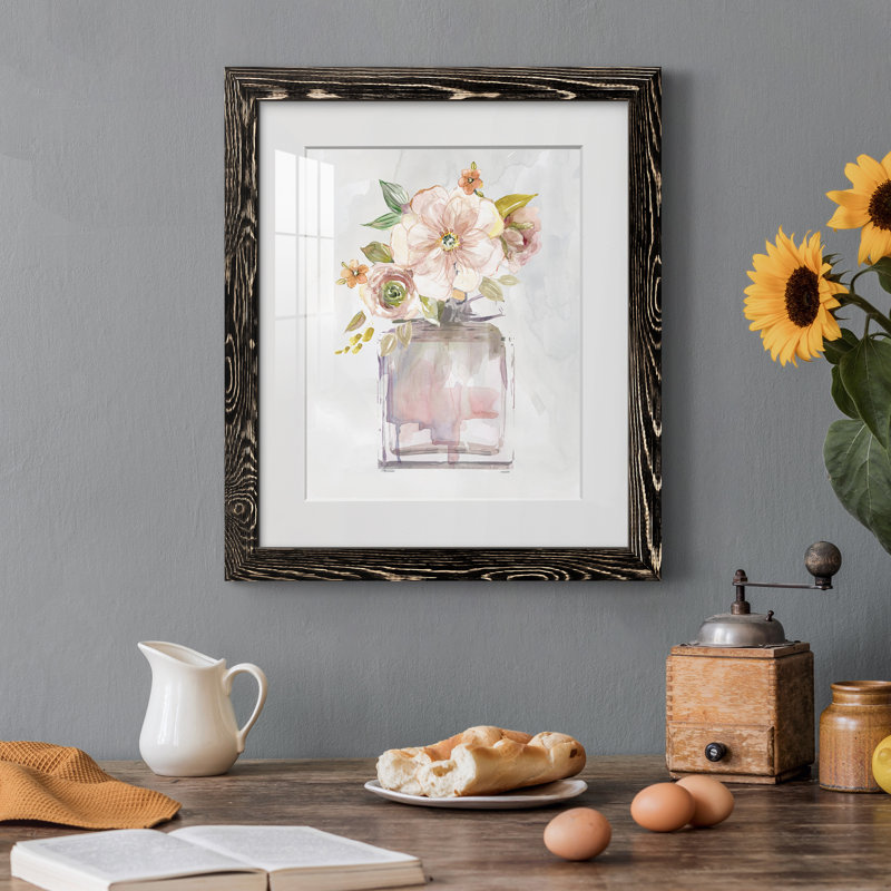 Mini Bouquet I - Peinture encadrée, Toile avec cadre noir, H 20 po x l 17 po x P 1,5 po