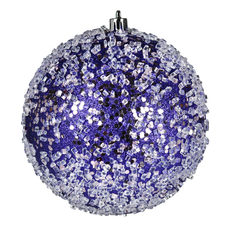 Ornement boule scintillante, Bleu pastel, H 4 po x l 4 po x P 4 po, 6