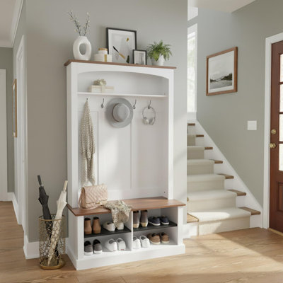 40.2" Wide Farmhouse Hall Tree with Bench