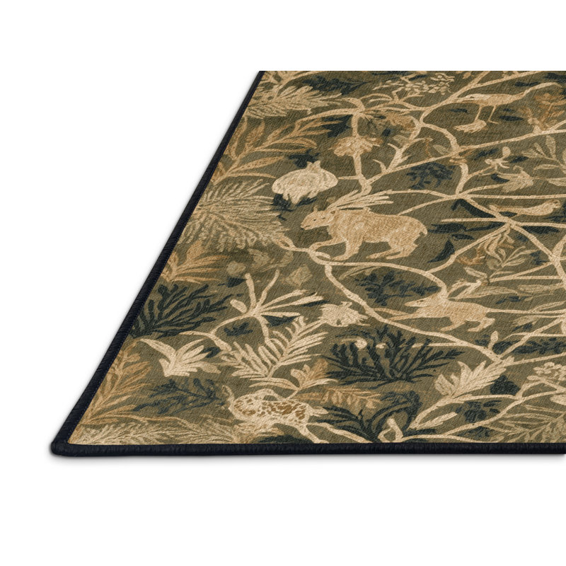 Machine Washable Nature Brown Area Rug, Square 5'