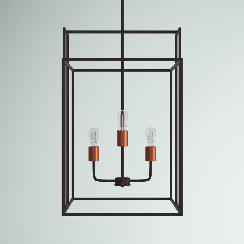 Lustre rectangulaire unique à 4 lumières Larchmont, Bronze / Cuivre