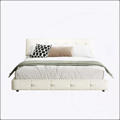 King Size Bed Frame with Tufted Headboard and Ultra-Soft Cloud Pillow Design, Chenille Platform Bed for Maximum Comfort and Style