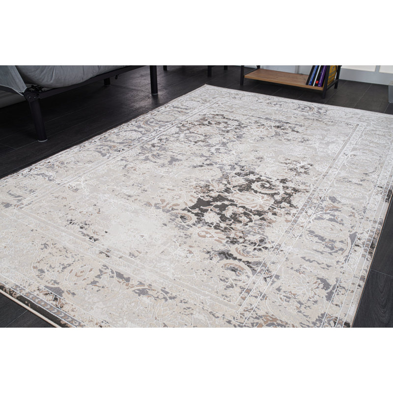 Tapis oriental gris / noir Sohil, Rectangle 3 pi 11 po x 5 pi 3 po