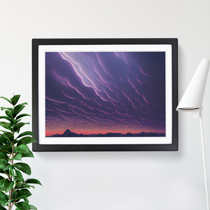 Alert Clouds - Single Picture Frame Print, Black, 46cm H x 64cm W x 2cm D
