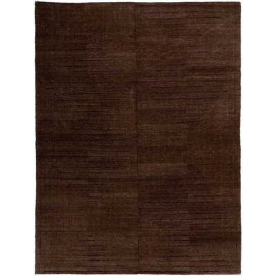Wool Striped Area Rug in Brown