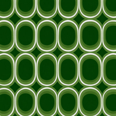 Peel and Stick Wallpaper Green Oval Geometric Symmetrical White Lines Contact Paper Removable Self Adhesive Wall Mural Wall Decor for Bedroom Kitchen Cabinets 17.7in x 118in