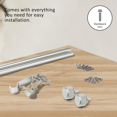 Ensemble de tringle à rideaux simple ajustable de 5/8 po de diamètre avec embouts de poignee