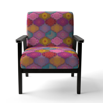 Multicolor Ethnic Patchwork - Upholstered Patterned Accent Arm Chair