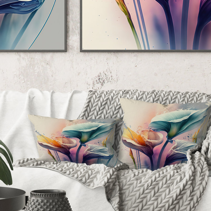 Coussin coloré à imprimé lis de Cally II - Calla Lily