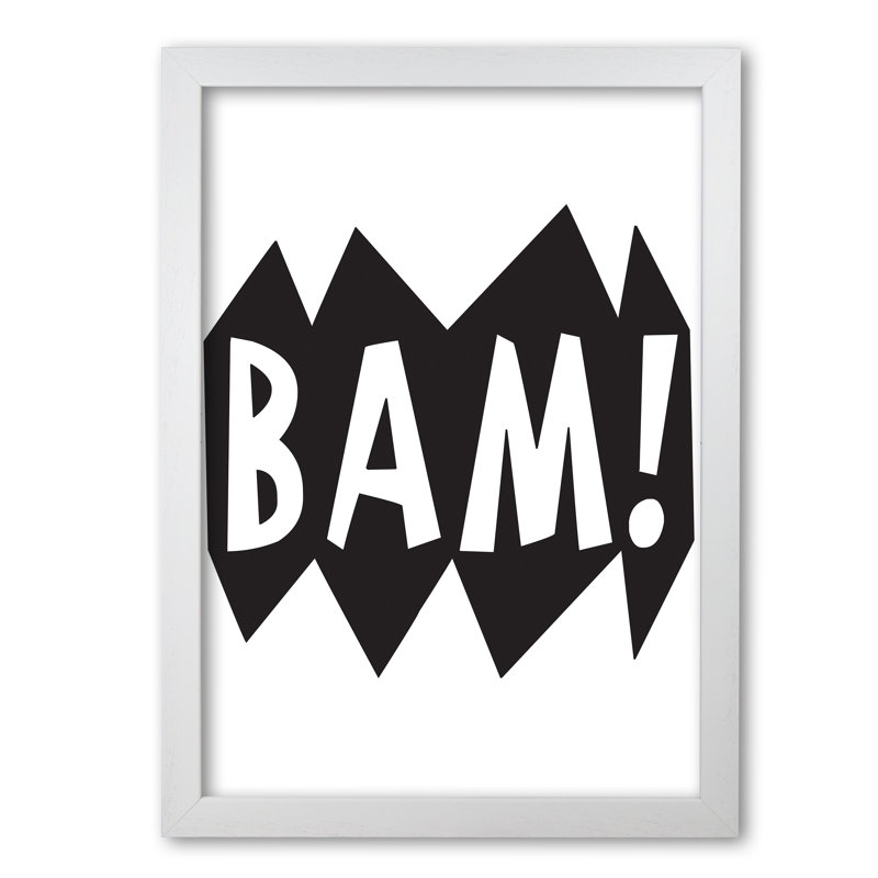 BAM! - Painting, White Grain Frame, 42 cm H x 30 cm W x 5 cm D