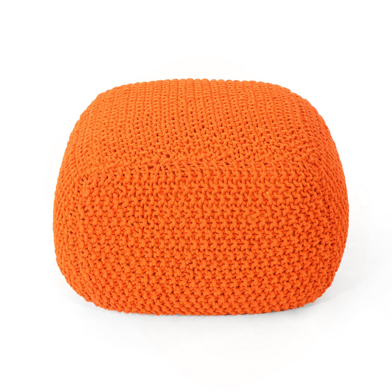 Pouf tricoté en coton 20 x 20 x 16, Coton orange