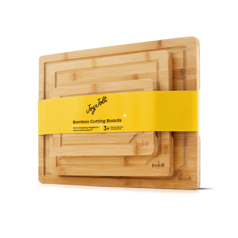 JoyJolt Bamboo 3-Piece Rectangular Cutting Board Set
