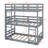 Detachable Triple Rubber Wood Bunk Bed With Ladders, Guardrails-861257479