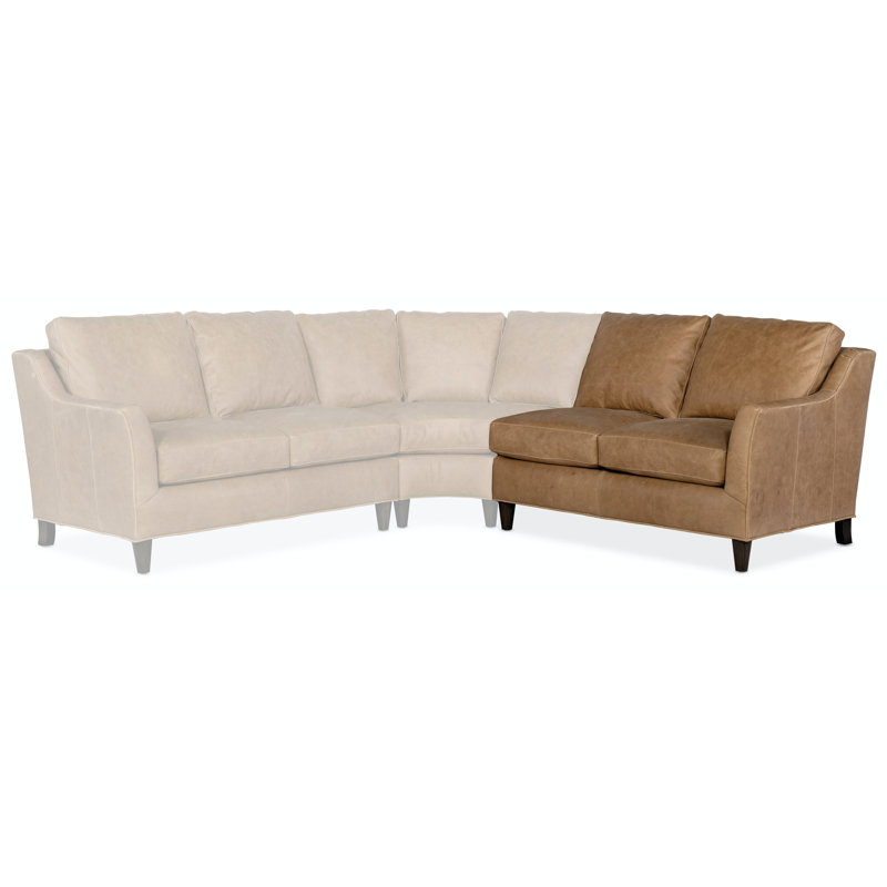 Marleigh Sectional, Alpine Dark Grey Genuine Leather, Cone Cobblestone