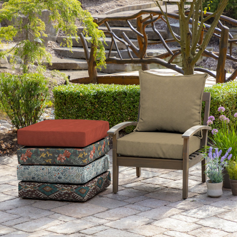 ARDEN Outdoor Lounge Chair Cushion, Tan, 24" W x 24" D