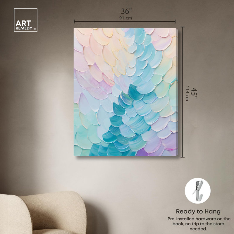 «Mermaid Scales» par Art Remedy, H 45 po x l 36 po, Toile tendue