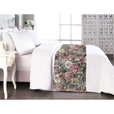 Ambesonne Roses Bed Scarf Runner Exotic Garden Wild Floral Art Sage Green Pink and Blush