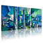 Cités et pays abstraits, tour de ville, reflets, bleu, vert, ensemble de 3 impressions sur toile-778586838