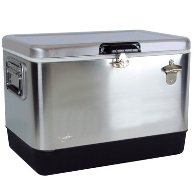 Koolatron Ice Chest Cooler Cool Box with Bottle Opener 51L Stainless Steel