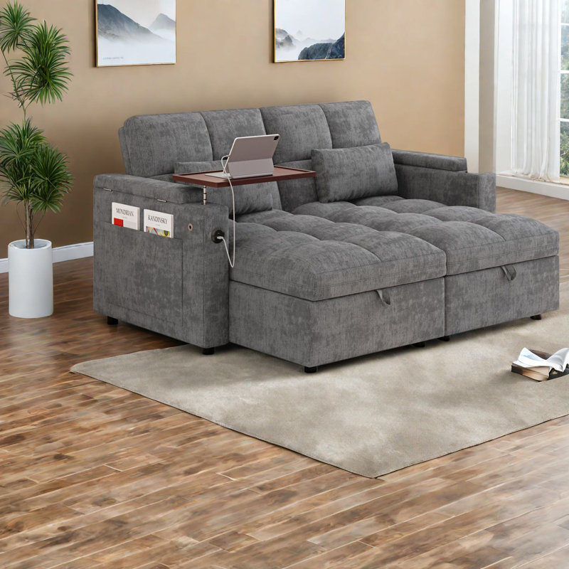 Canapés d'angle modernes avec rangement, canapé-lit en chenille de 168 cm, réglables pour la maison