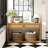 Rustic Wooden Console Table with Storage Drawers and Open Shelf-1237098666