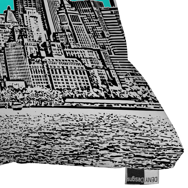 Coussin Bird Ave New York, Aigue-marine, 16 po x 16 po