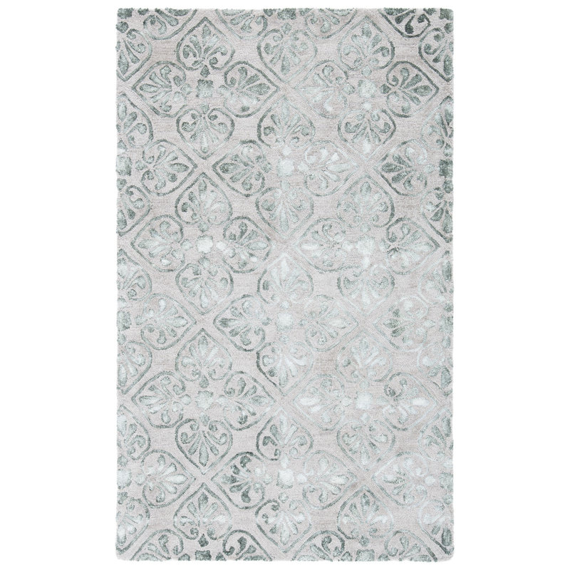 Oakton Hand Tufted Wool Floral Rug, Rectangle 3' x 5'
