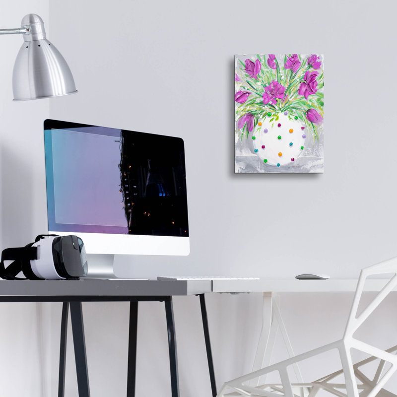 «Polka Dot Mauve» par Estelle Grengs, art mural en verre acrylique, 16 po x 24 po, H 16 po x l 12 po x P 0,13 po