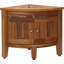 Kai 15.5" Corner Teak Shower Bench With Shelf & Front-facing Doors