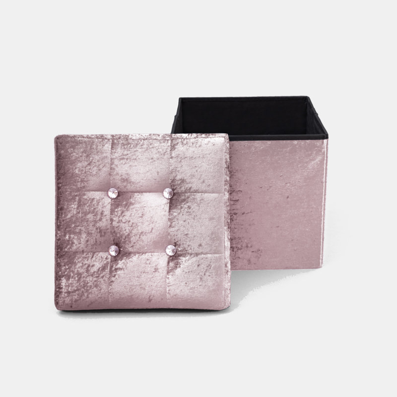 38 CRUSHED VELVET STORAGE BOX, Blush, 38cm H x 40cm W x 6cm D