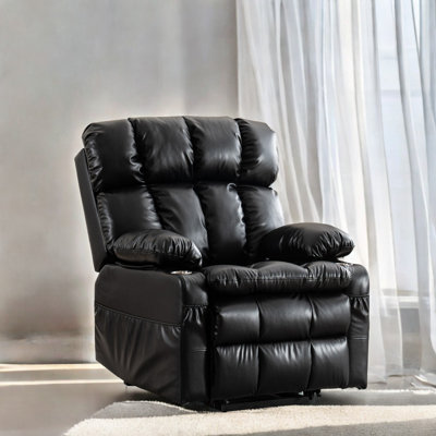 Oversized Dual Motor Power Lift Recliner Chair With Adjustable Headrest,Infinite Position For Elderly, Faux Leather Recliner Chair With Massage And He by Wildon Home