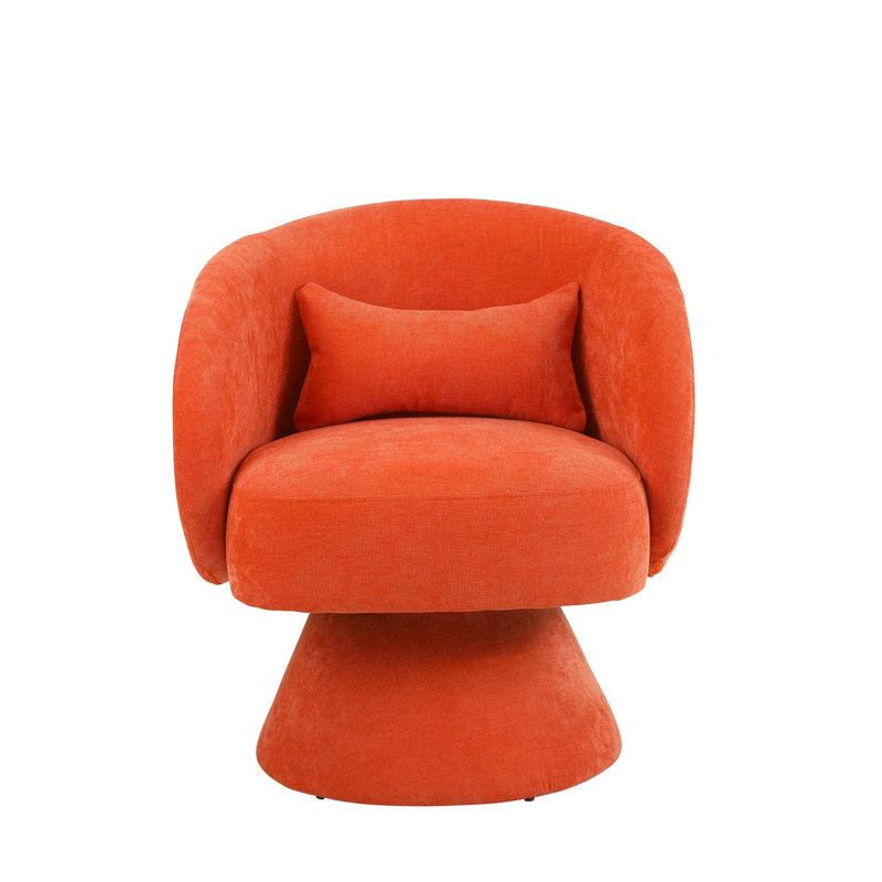Huertes Upholstered Swivel Armchair, Orange Linen