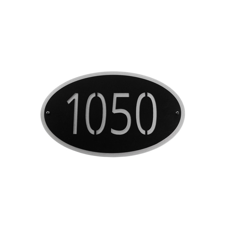Plaque d'adresse sur 2 lignes, Argent / noir