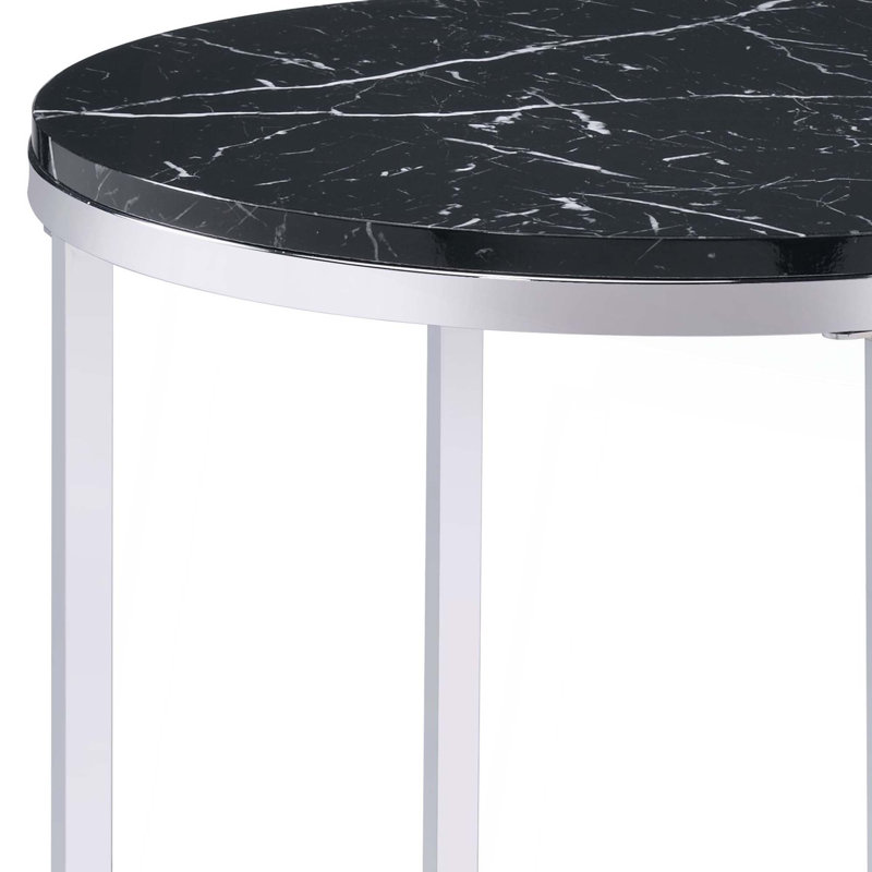 Table de bout en faux marbre noir