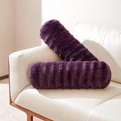 Cheer Collection Faux Fur Bolster Pillow