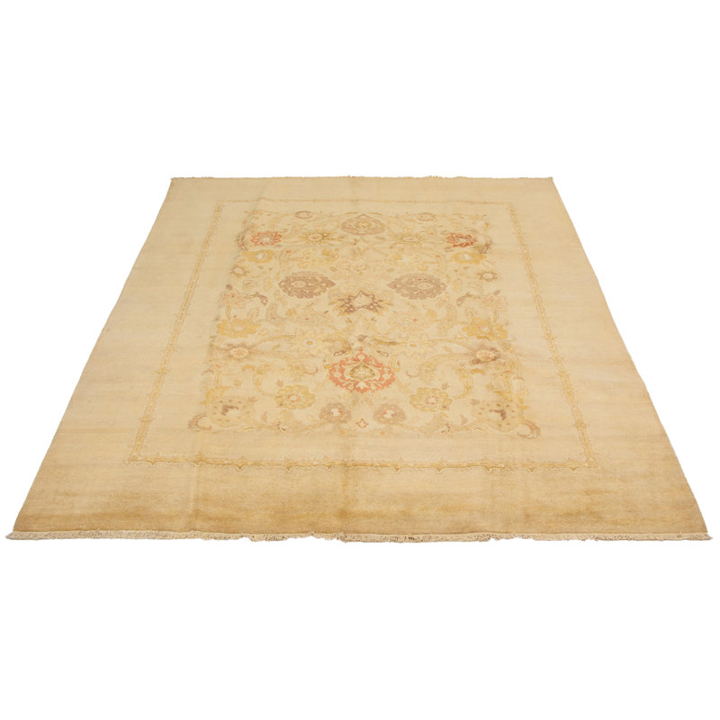Tapis de bois one-of-kind-noué la 2010 ushak cuivre/gris/gris/clair 8 pi x 9 pi en laine de 10 po Andra