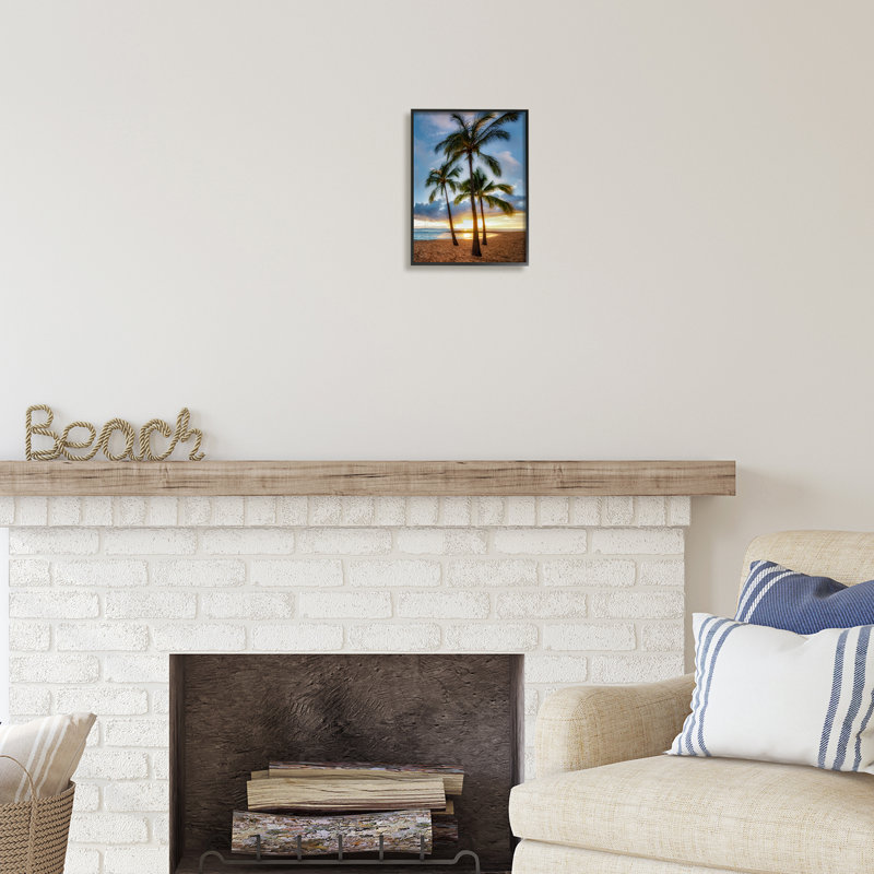Black Framed Palm Trees Tropical Beach Cove Canvas Print, 11 x 14