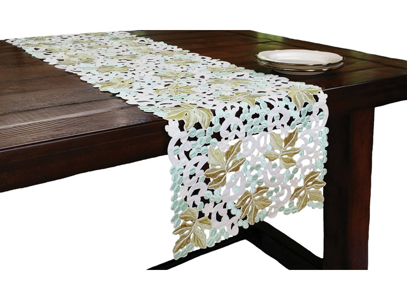 Vineyard Embroidered Cutwork Table Runner