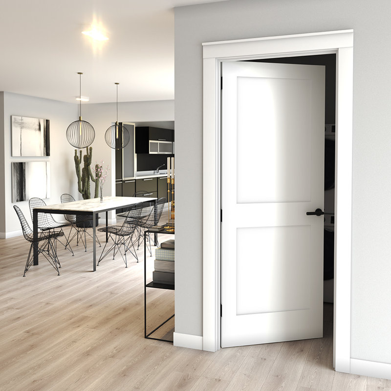 White Primed Solid Pine 2-Panel Interior Slab Door
