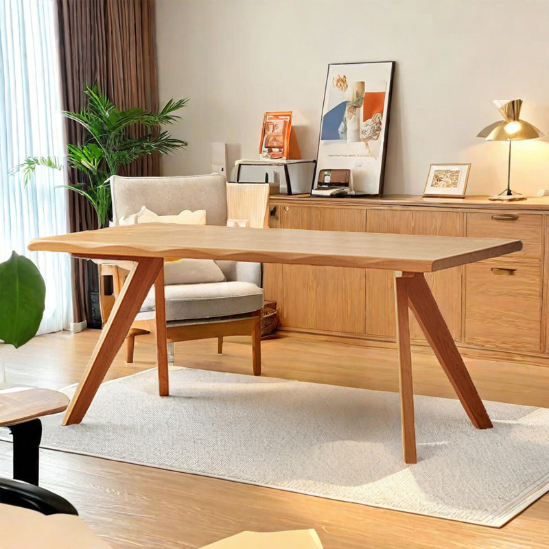 Prestine Ash Solid Wood Dining Table, 29.53"H x 70.87"L x 31.5"W