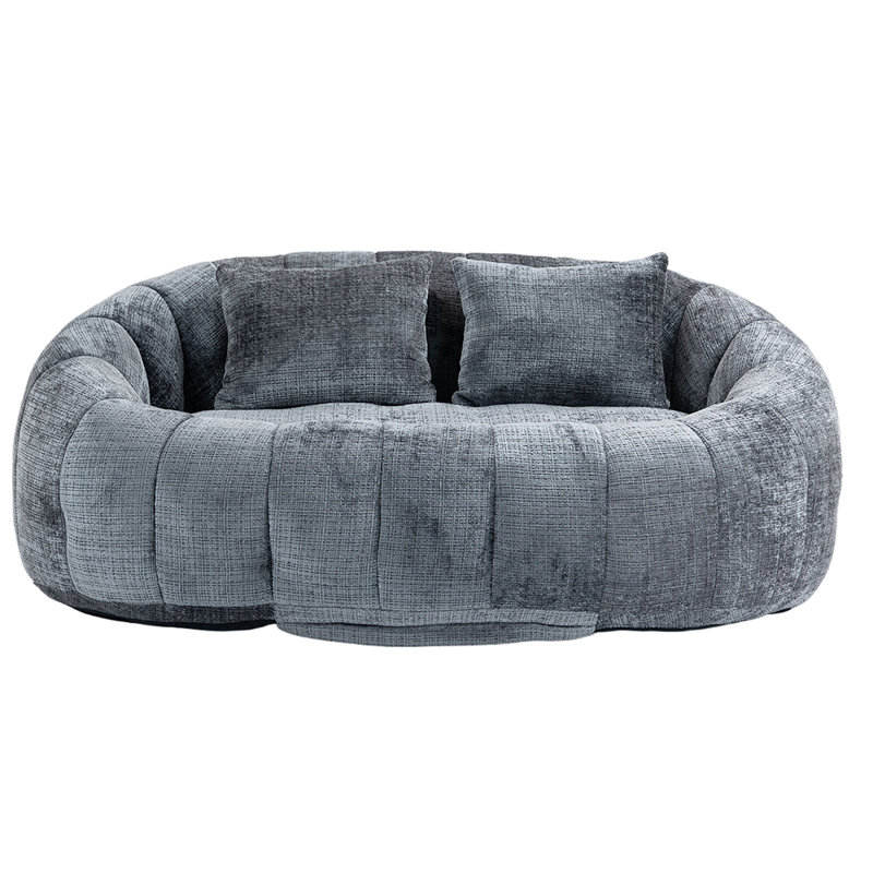 Accent Floor Soft Lounge Chair Back Bean Bag Chair Couch for Adults and Kids, Gray Chenille