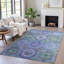 Machine Washable Indoor/Outdoor Xhevrie Blue Rug-111820256